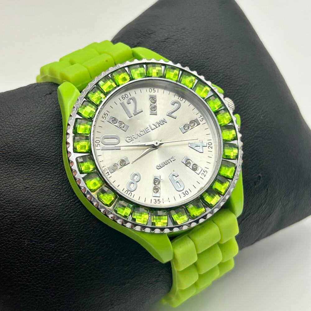 Gracie Lynn Green Silicon Band Women’s Fashion Watch New Battery - Picture 3 of 8